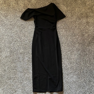 ASOS Black Midi One Shoulder‎ Dress Size 2